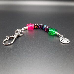 KBYE Smile & Stars Colorful Neon Beaded Saying Keychain Handmade Accessory